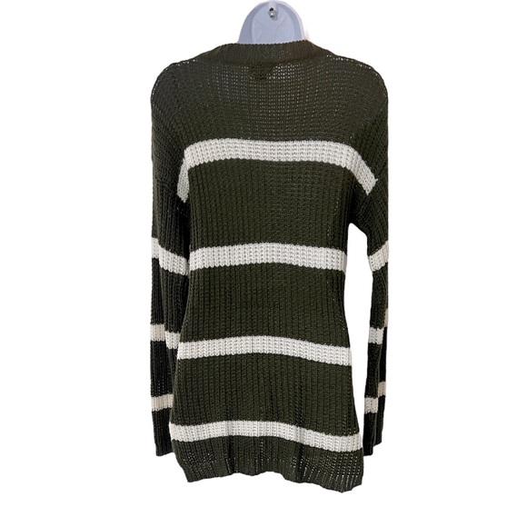LOVE 💚 Long Sleeve Striped Forest Green & White Sweater - Size Large - Picture 2 of 5